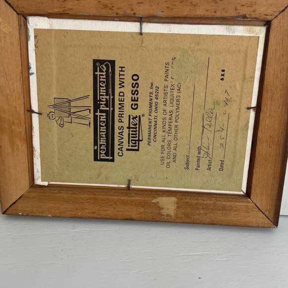 Vintage Landscape Painting In Wood Frame 8.5x6.5 Inches Autumn Mountain Scene Si - Picture 4 of 6